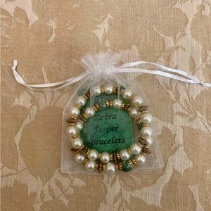 Genuine Green Zebra Jasper Bracelets Set Of 2. Perfect holiday gift